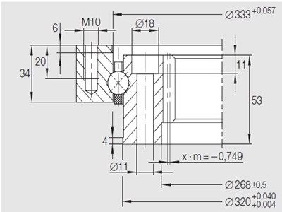 INA Series VI Four Point Contact Bearings(Internal Gear Teeth Type)