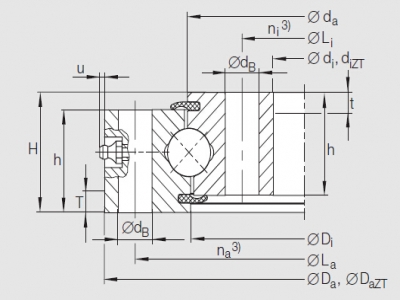 INA Series VU Four Point Contact Bearings(Without Gear Teeth Type)